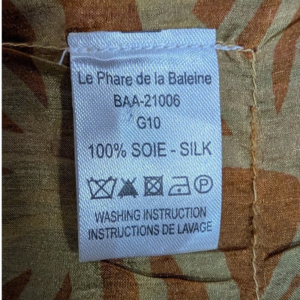 Le Phare de la Baleine Silk Scarf Navy Gold Nautical Palm Leaf 39